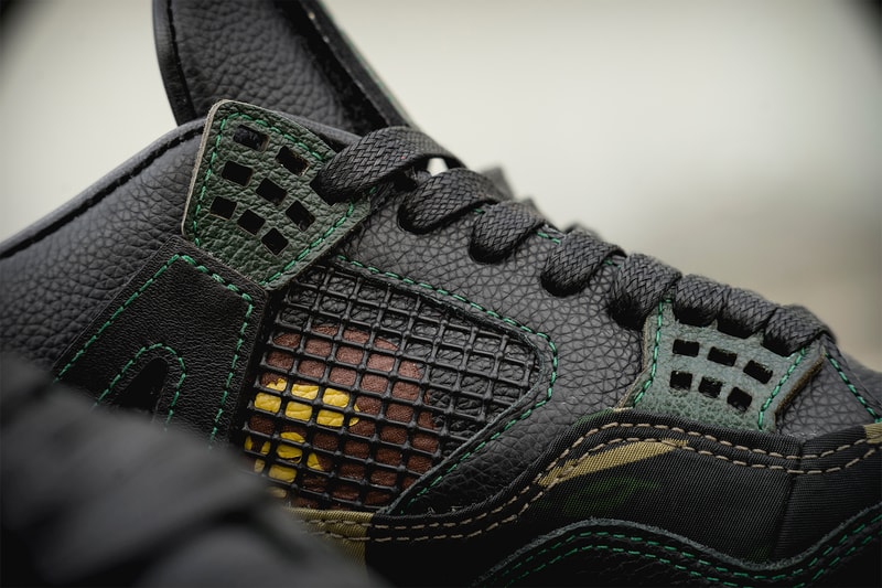 BAPE Air Jordan 4 GORE TEX BespokeIND Custom camo a bathing ape sneakers shoes footwear camouflage melbourne hand painted 8 limited pairs april 6 release date info drop
