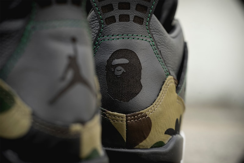 BAPE Air Jordan 4 GORE TEX BespokeIND Custom camo a bathing ape sneakers shoes footwear camouflage melbourne hand painted 8 limited pairs april 6 release date info drop
