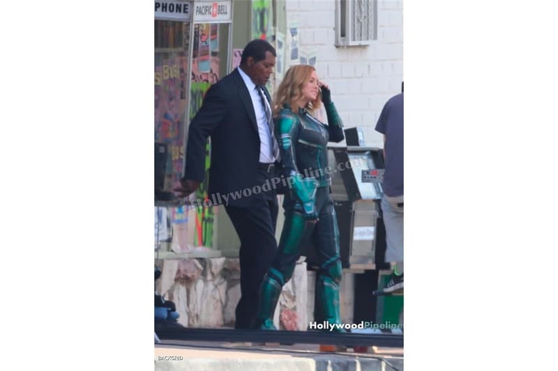 'Captain Marvel' Set Photos brie larson carol danvers Samuel L. Jackson Nick Fury S.H.I.E.L.D. marvel cinematic universe