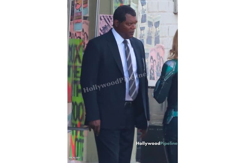'Captain Marvel' Set Photos brie larson carol danvers Samuel L. Jackson Nick Fury S.H.I.E.L.D. marvel cinematic universe