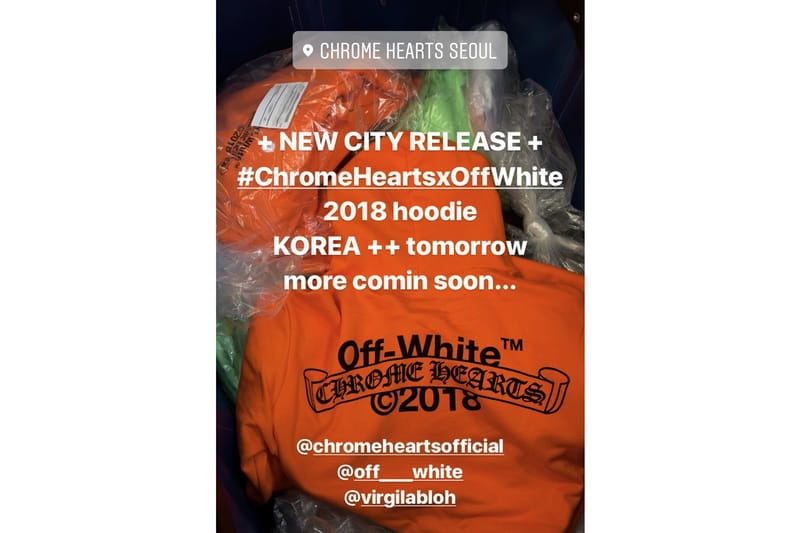 off white chrome hearts orange hoodie