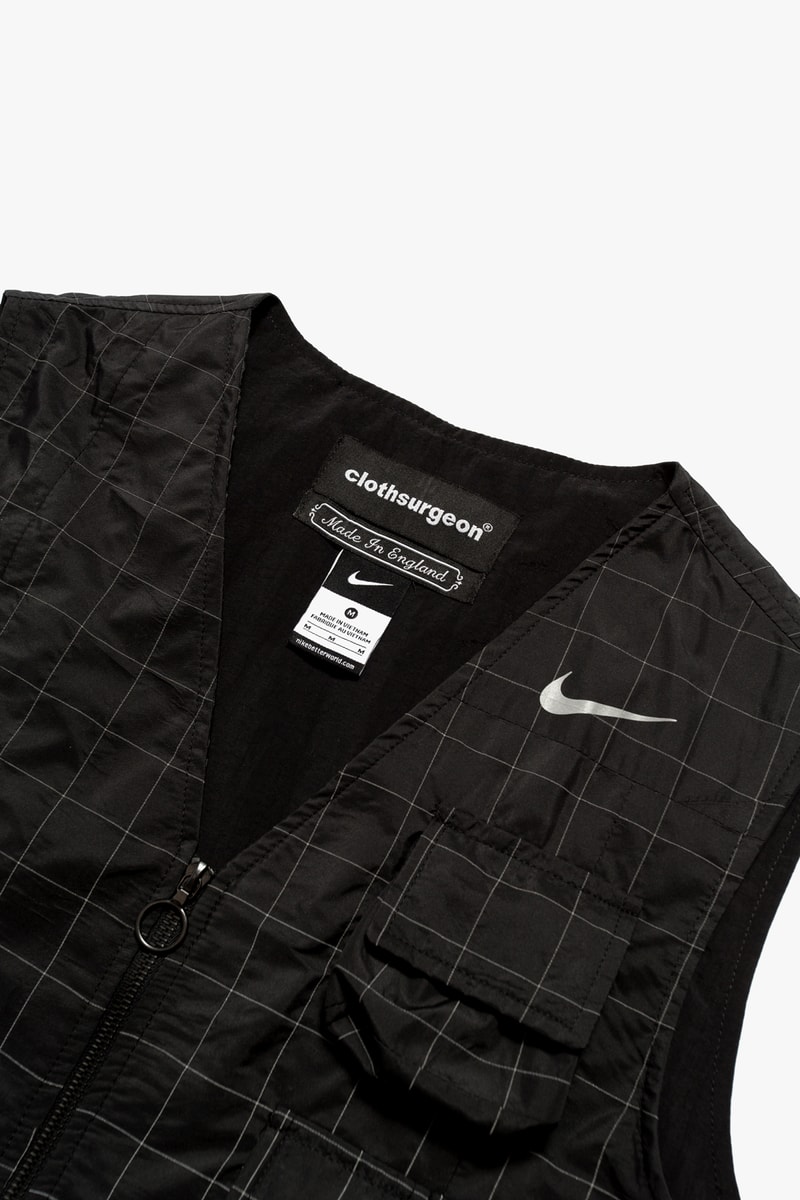 clothsurgeon nike patchwork coat vest remake england london rebuild spring 2018 swoosh reflective sweatpants fleece pocket 3M