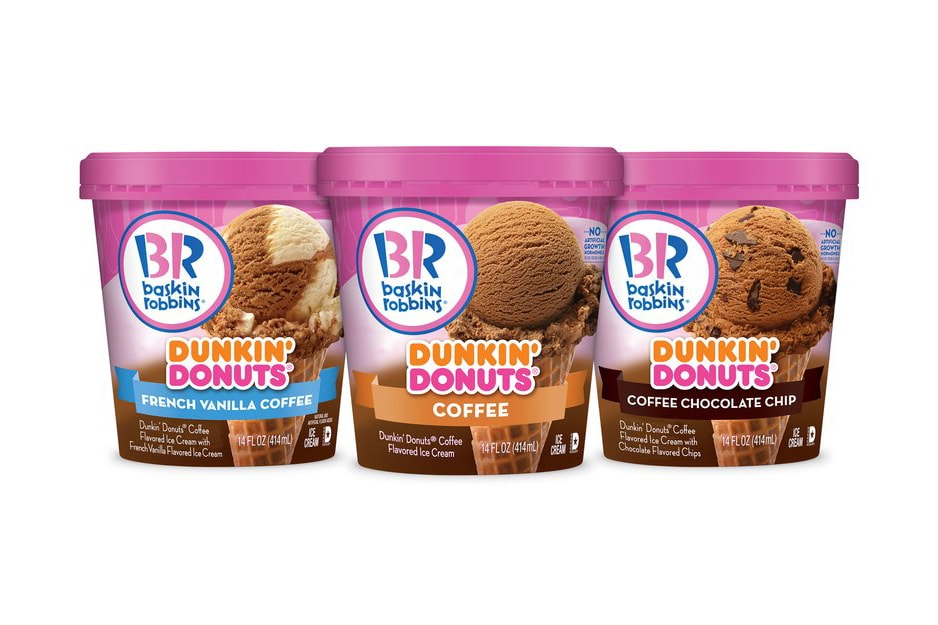 Dunkin Donuts Baskin Robbins Coffee Ice Cream flavor French Vanilla chocolate chip three 14 ounce supermarket 2018