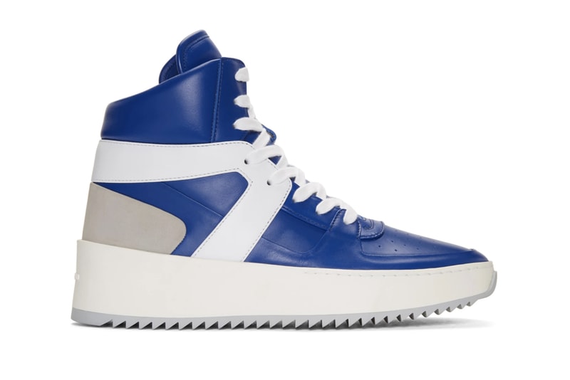 Fear of God Jerry Lorenzo SSENSE Exclusive Blue White Basketball High Top Sneakers Kicks Shoes Trainers how to buy purchase release details