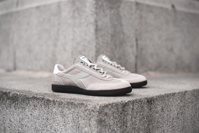 Hanon x Diadora Aberdeen Shoes Closer Look Sneakers Trainers Kicks 70th anniversary Special Collaboration 1979 Court Shoe Handcrafted Italy how to buy purchase cop