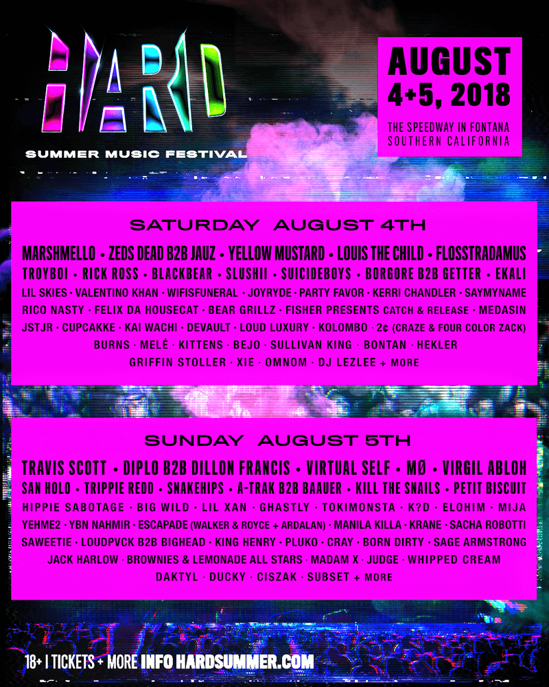 HARD Summer Music Festival 2018 Lineup travis scott virgil abloh rick ross diplo