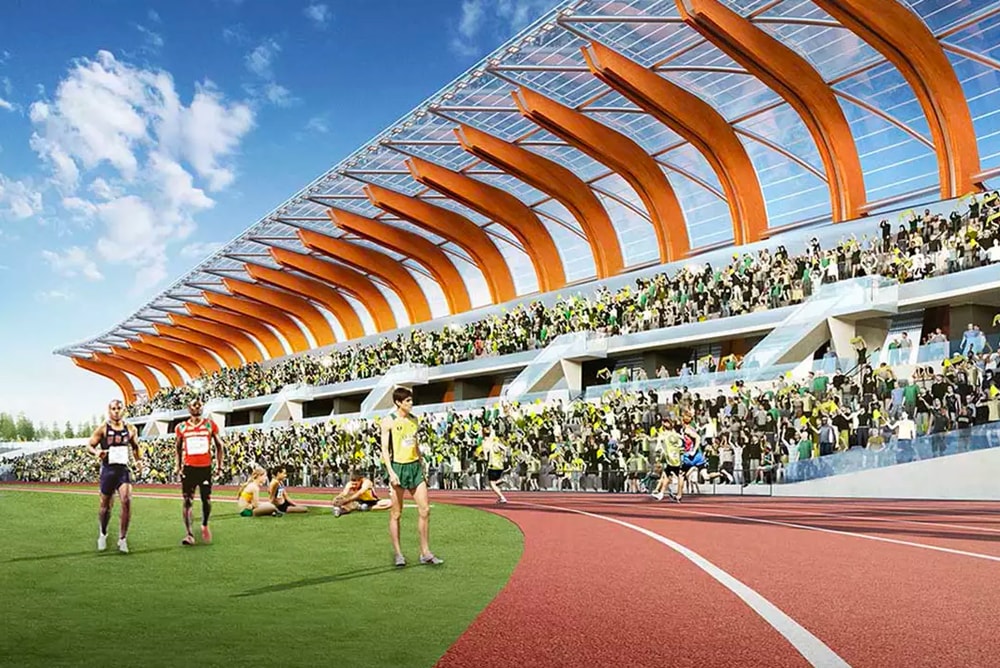 Hayward Field New Stadium Design University of Oregon rendering photo phil knight Nike