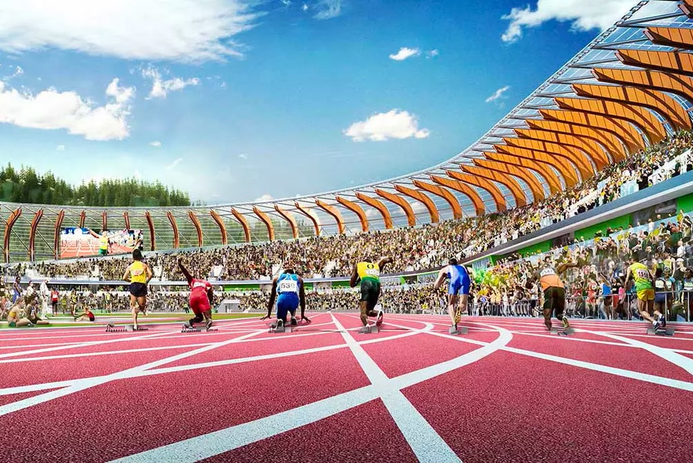 Hayward Field New Stadium Design University of Oregon rendering photo phil knight Nike
