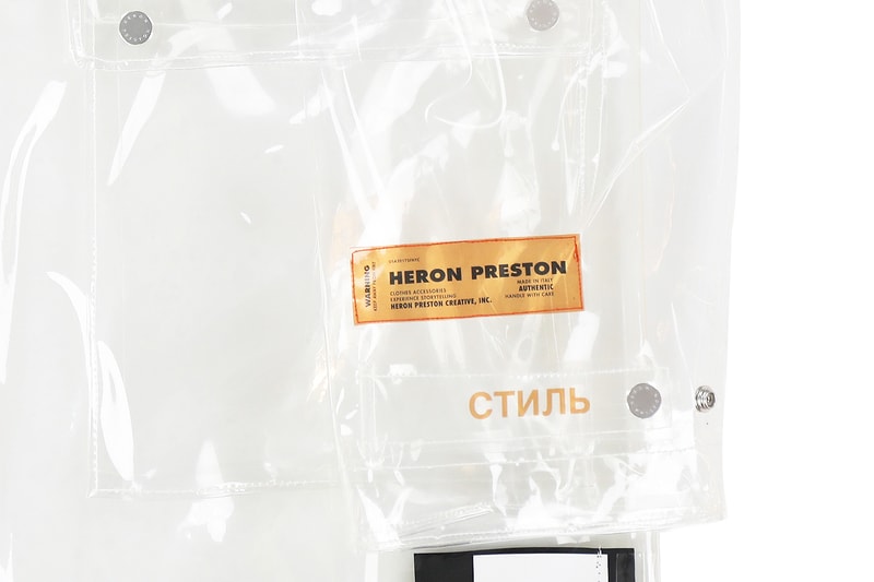 Heron Preston PVC Transparent Raincoat Virgil Abloh Nubian Streetwear Release Details How to Buy Purchase Cop Closer Look Great White Heron Bird John James Audubon