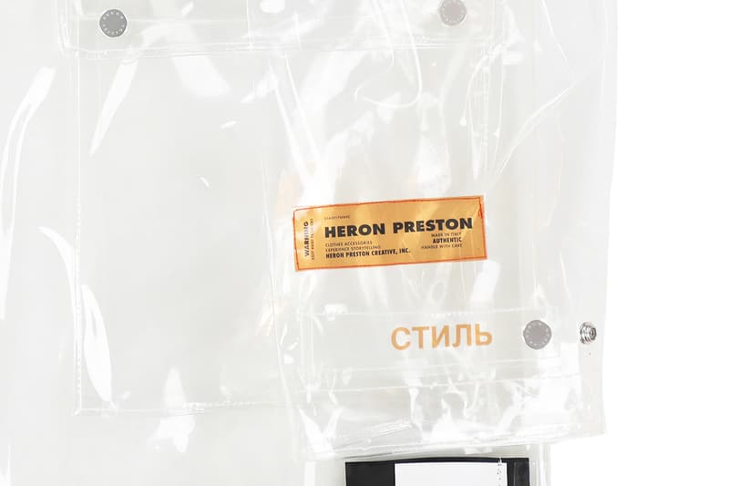 Heron Preston PVC Transparent Raincoat Virgil Abloh Nubian Streetwear Release Details How to Buy Purchase Cop Closer Look Great White Heron Bird John James Audubon