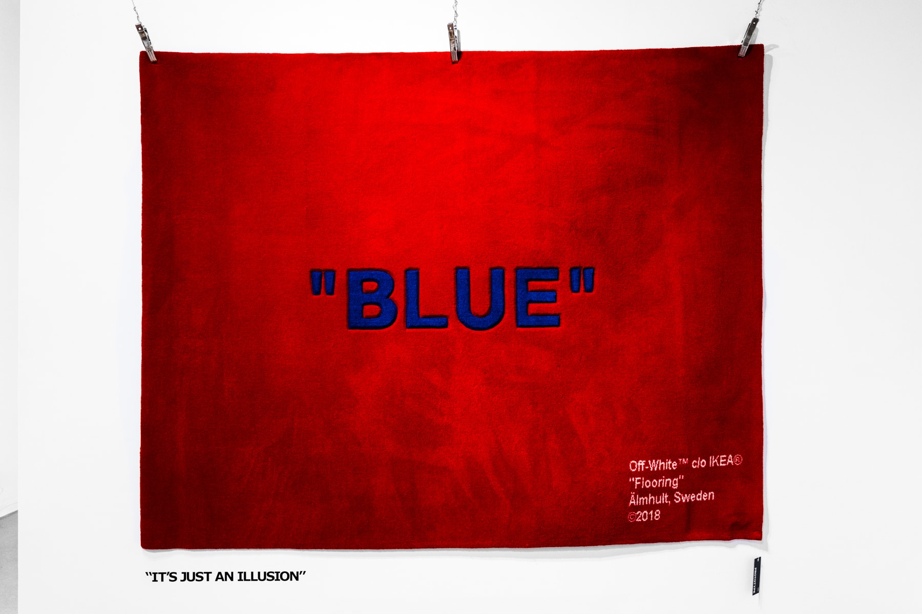 Virgil Abloh x IKEA Off-White Collection BLUE RED Rug KEEP OFF SCULPTURE bag doorstopper