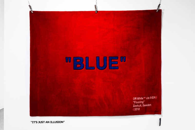 Virgil Abloh x IKEA Off-White Collection BLUE RED Rug KEEP OFF SCULPTURE bag doorstopper