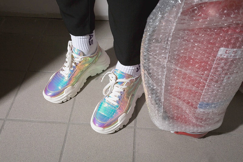 JOSHUA SANDERS Holographic "Zenith" Sneaker Black White Light Holo Crash Holo Flirt Grey Jersey Colorways Chunky Sneaker Trend