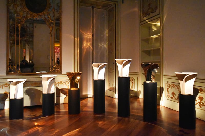 Louis Vuitton Blossom Stool Tokujin Yoshioka milano design week furniture seat chair silver gold champagne metal