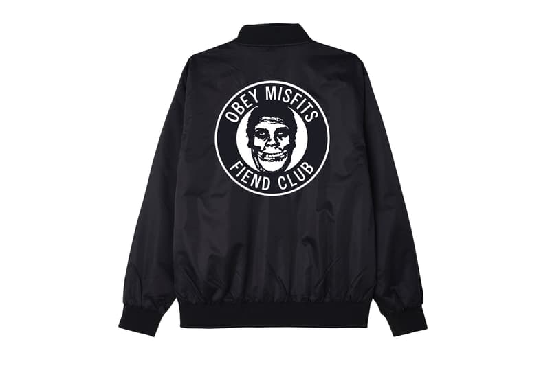 OBEY misfits collaboration capsule collection drop april 13 2018 custom 17 skate deck jacket shirt hoodie