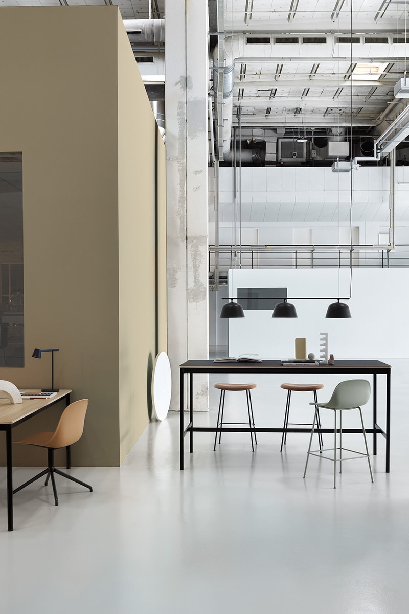 Muuto "New Perspectives" Collection Furniture Base Table High Pendant Lamp Enfold Sideboard Oslo 3-Seater Corner Sofa Pouf The Dots Metal Workshop Coffee Table