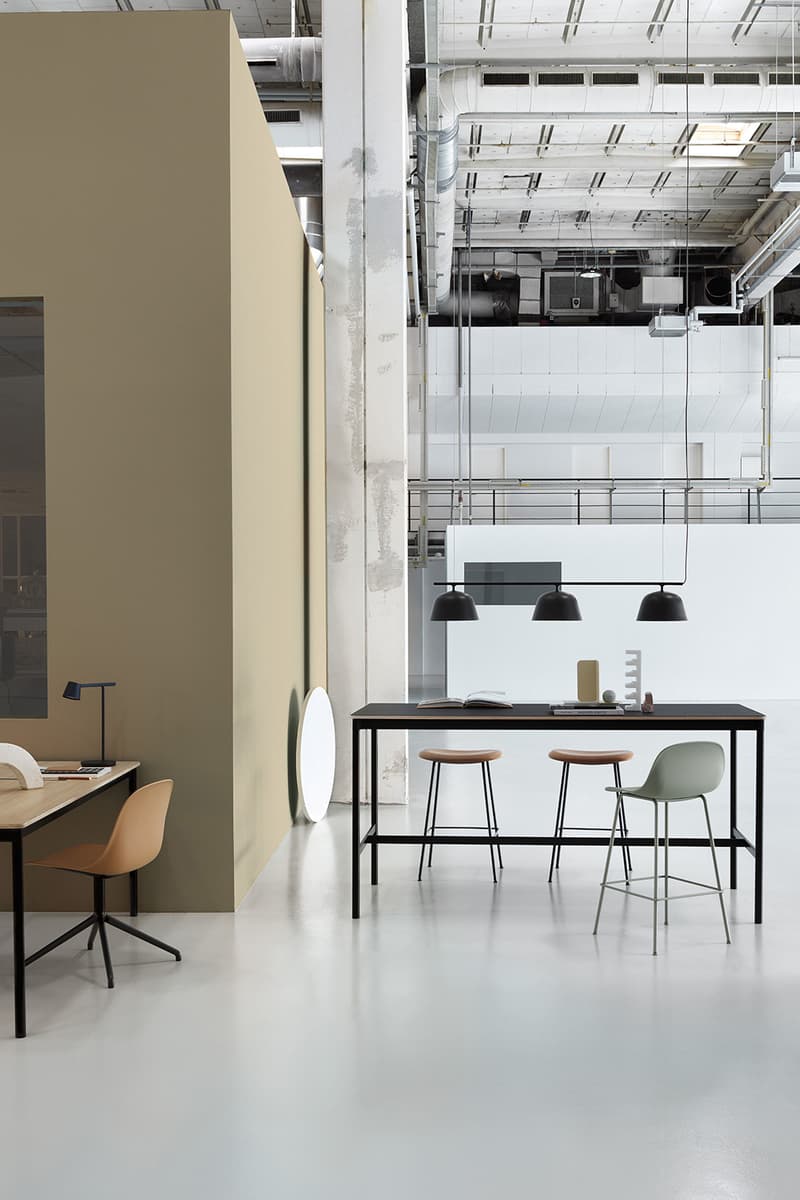 Muuto "New Perspectives" Collection Furniture Base Table High Pendant Lamp Enfold Sideboard Oslo 3-Seater Corner Sofa Pouf The Dots Metal Workshop Coffee Table