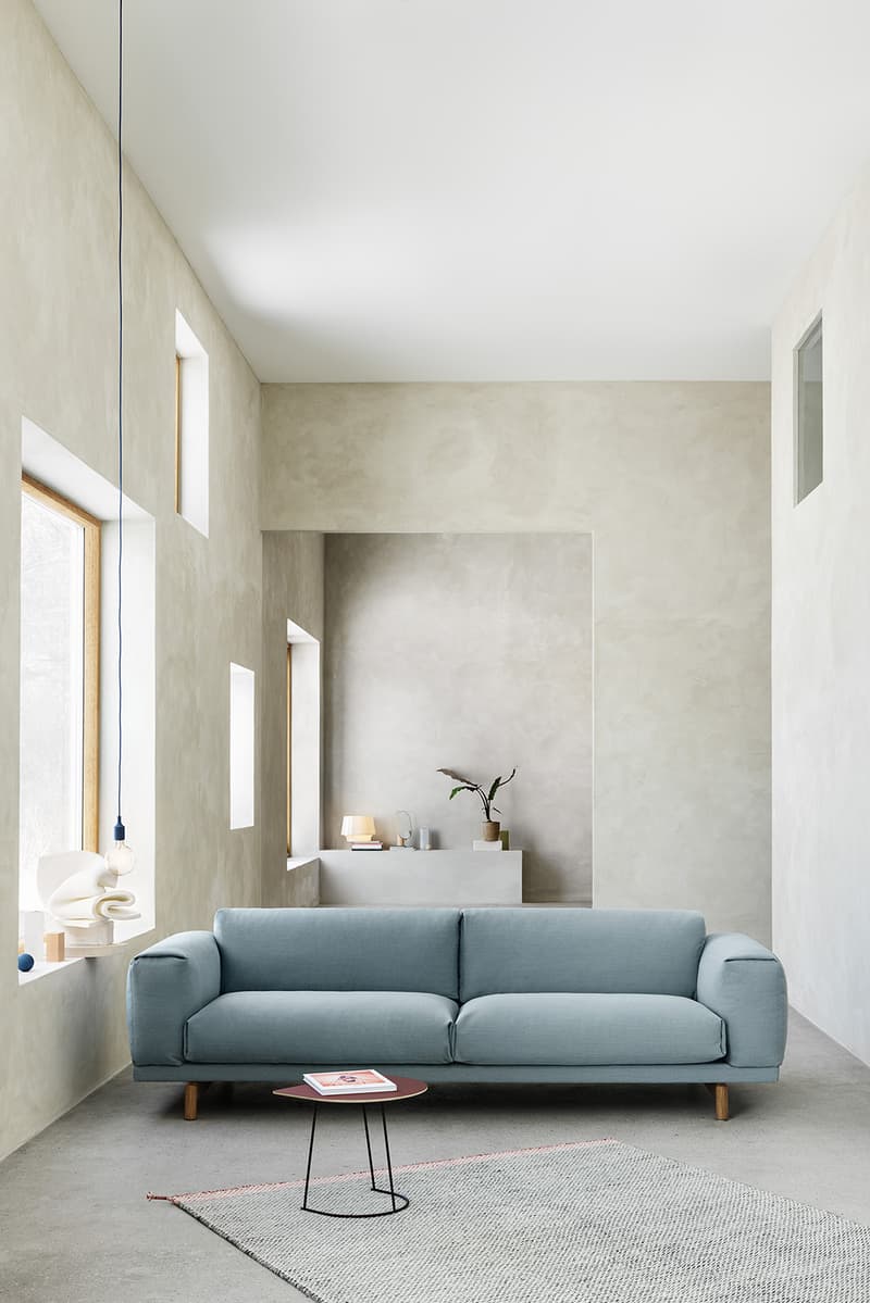 Muuto "New Perspectives" Collection Furniture Base Table High Pendant Lamp Enfold Sideboard Oslo 3-Seater Corner Sofa Pouf The Dots Metal Workshop Coffee Table