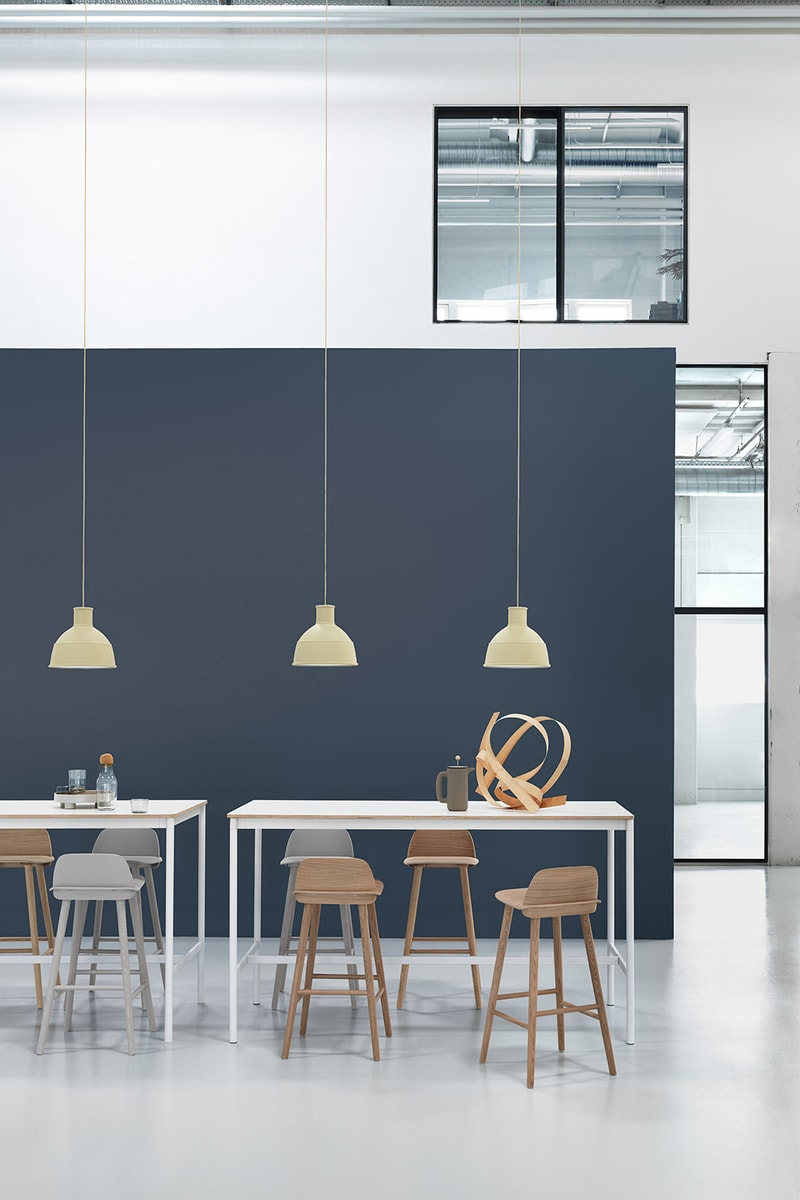Muuto "New Perspectives" Collection Furniture Base Table High Pendant Lamp Enfold Sideboard Oslo 3-Seater Corner Sofa Pouf The Dots Metal Workshop Coffee Table