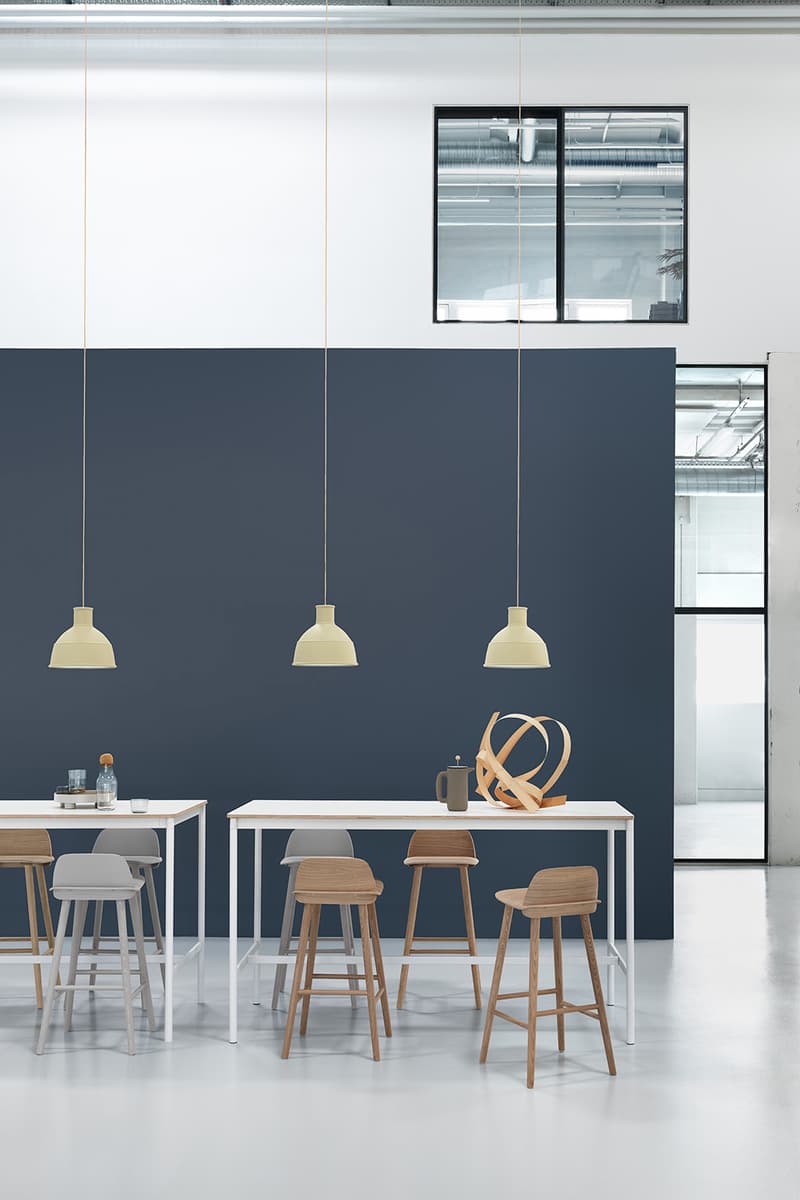 Muuto "New Perspectives" Collection Furniture Base Table High Pendant Lamp Enfold Sideboard Oslo 3-Seater Corner Sofa Pouf The Dots Metal Workshop Coffee Table