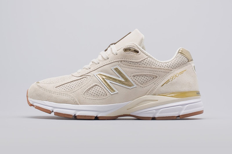 New Balance 990v4 Off White Pigskin Suede gold gum release info sneakers footwear