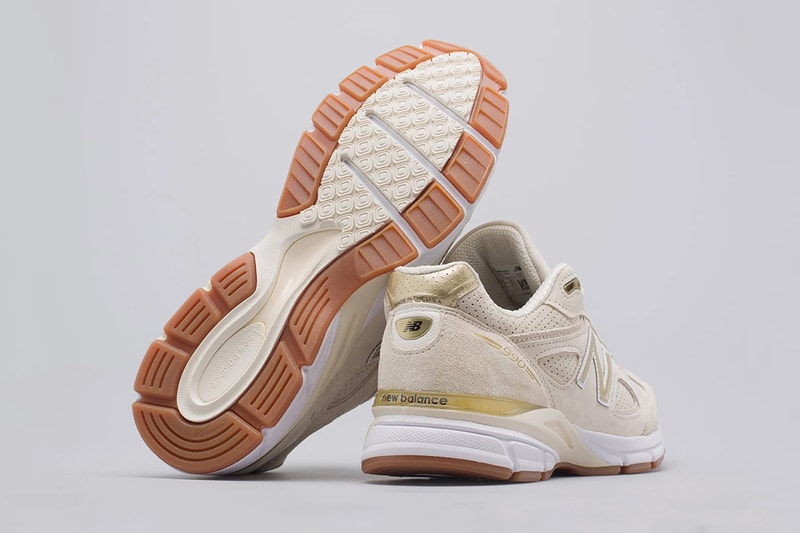 New Balance 990v4 Off White Pigskin Suede gold gum release info sneakers footwear