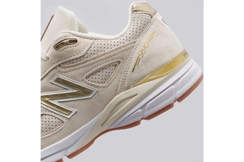 New Balance 990v4 Off White Pigskin Suede gold gum release info sneakers footwear
