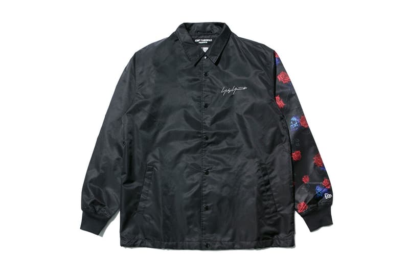 Yohji Yamamoto New Era spring summer 2018 collaboration collection line drop release japan hat coaches jacket hoodie tee shirt floral flower black navy branding logo april 18