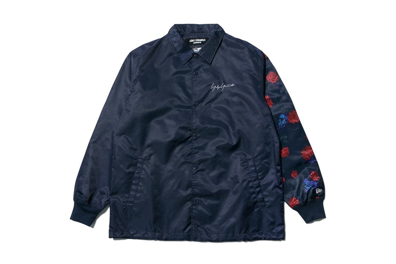 Yohji Yamamoto New Era spring summer 2018 collaboration collection line drop release japan hat coaches jacket hoodie tee shirt floral flower black navy branding logo april 18