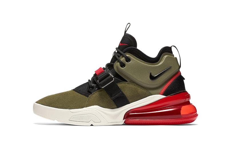 Nike Air Force 270 Medium Olive black challenge red white april 13 2018 release date info drop sneakers shoes footwear