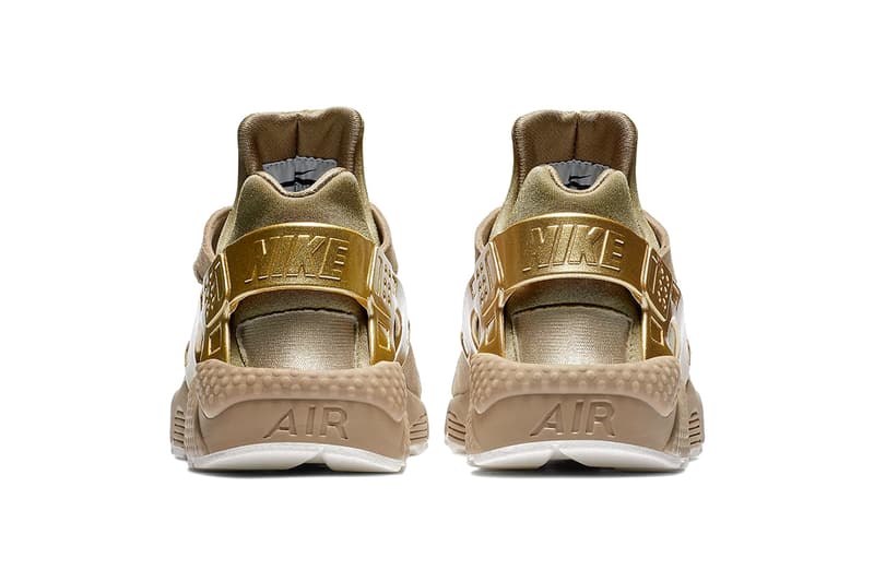 Nike Air Huarache Gold Rush Release info suede metallic gold khaki footwear sneakers