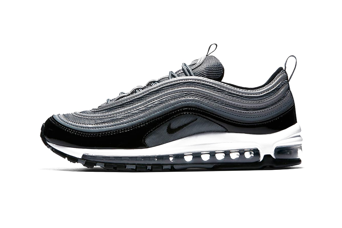 Nike Air Max 97 Black Patent Leather release info reflective grey silver footwear sneakers