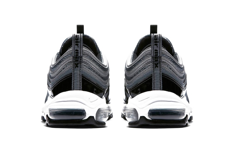 Nike Air Max 97 Black Patent Leather release info reflective grey silver footwear sneakers