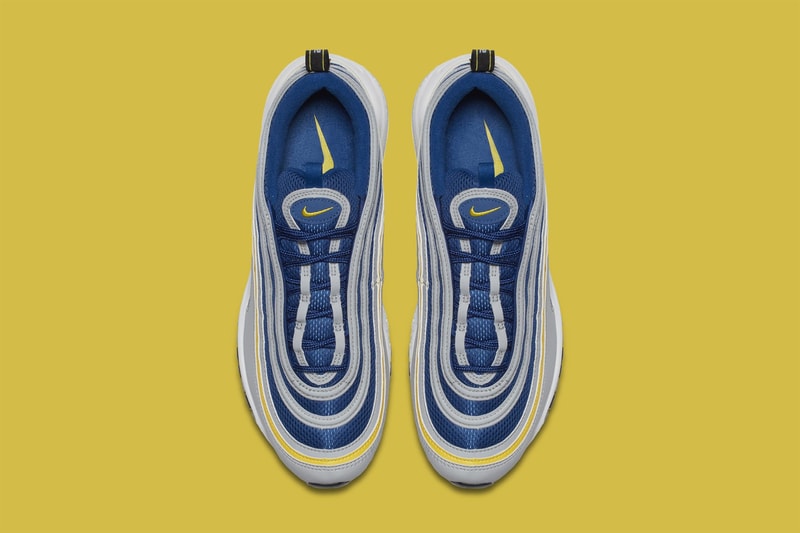 Nike air max 97 wolf grey tour yellow gym blue Michigan release info drop date purchase price footwear 2018