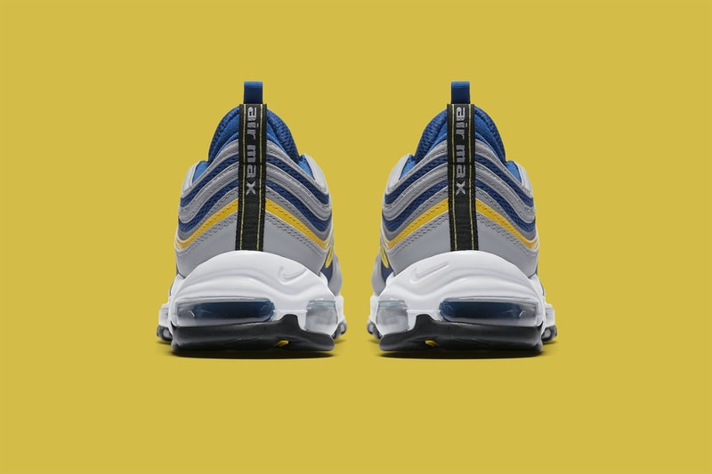 Nike air max 97 wolf grey tour yellow gym blue Michigan release info drop date purchase price footwear 2018