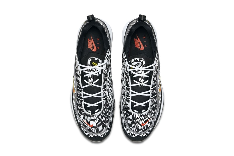 Nike Air Max 98 AOP black white orange yellow 2018 release date info drop sneakers shoes footwear