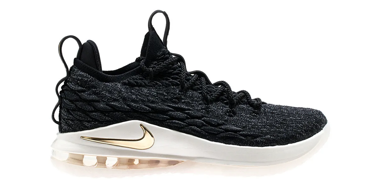 lebron 15 black and gold low