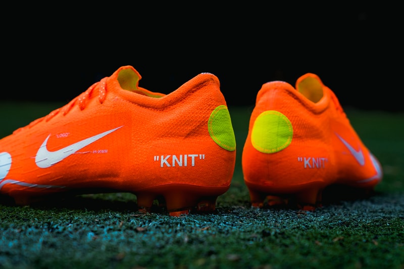Virgil Abloh Nike Mercurial Vapor 360 closer look footwear 2018 orange white blue off white
