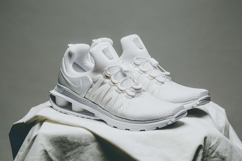 Nike Shox Gravity Triple White Colorway Clean Monochrome Invincible how to buy cop purchase sneakers trainer 2000s footwear style