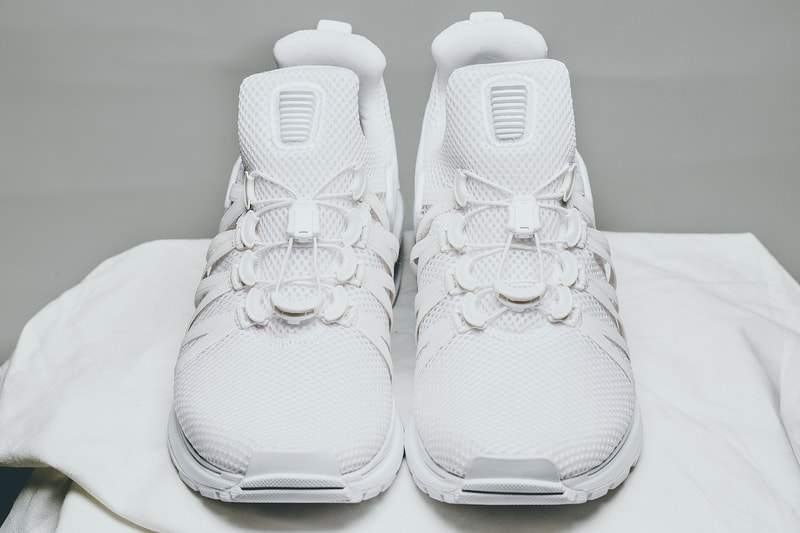 Nike Shox Gravity Triple White Colorway Clean Monochrome Invincible how to buy cop purchase sneakers trainer 2000s footwear style