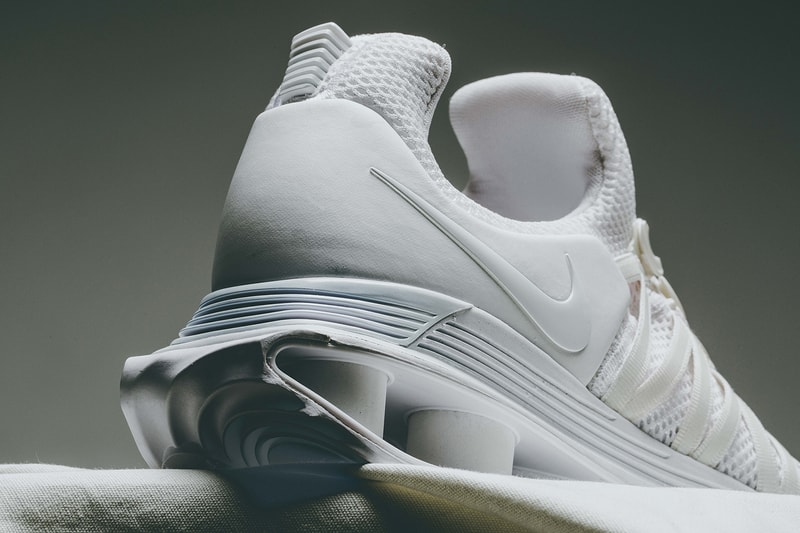 Nike Shox Gravity Triple White Colorway Clean Monochrome Invincible how to buy cop purchase sneakers trainer 2000s footwear style