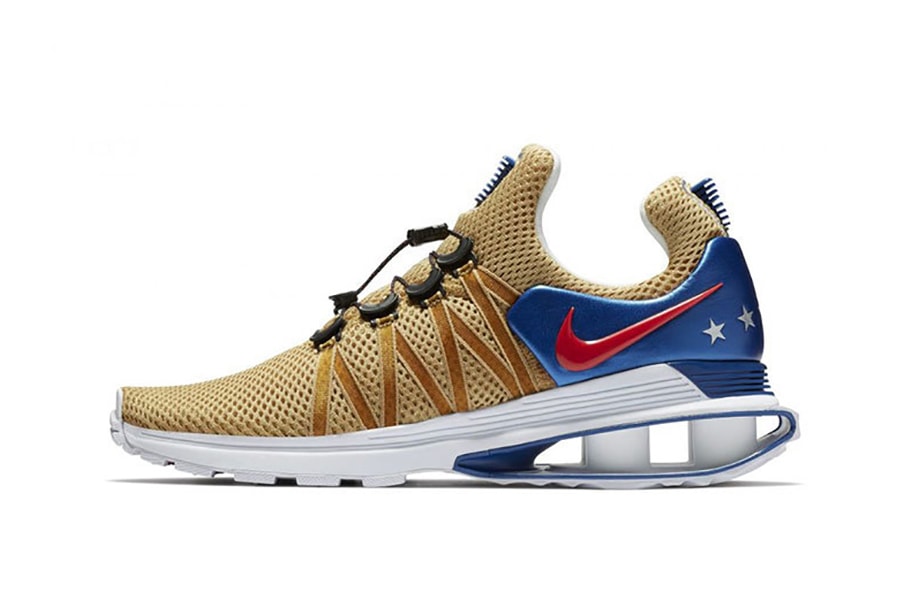 Nike Shox Gravity USA Closer Look Shoes Kicks Trainers Sneakers Gold Blue Red Silver Stars five For Sale Availability Purchase Information
