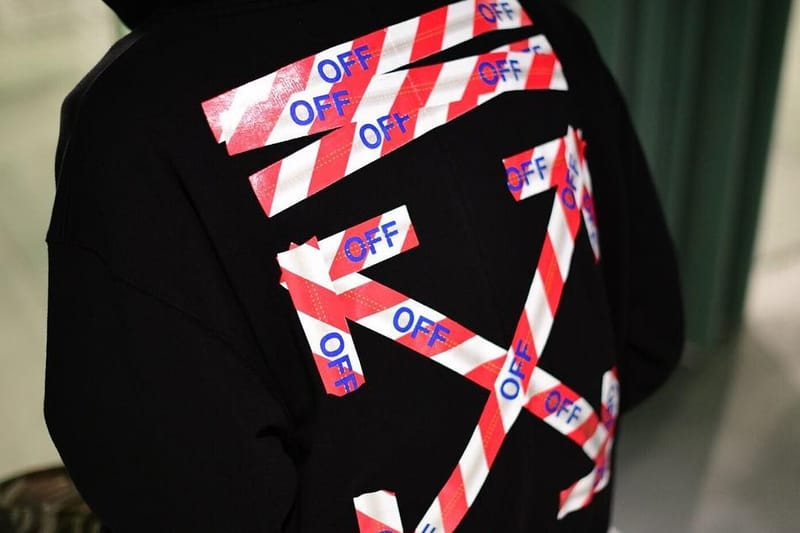 off white caution tape hoodie