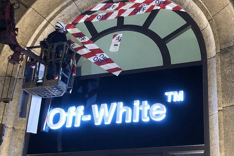 Off-White "Barricade Tape" Taipei Exclusive Collection Store Hoodie Clothing Jacket Shirt Jeans Virgil Abloh Sweatshirt For Sale Pricing Availability