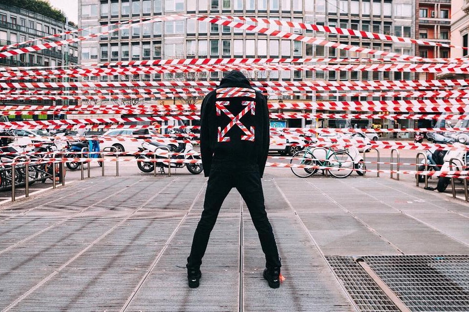 Off-White "Barricade Tape" Taipei Exclusive Collection Store Hoodie Clothing Jacket Shirt Jeans Virgil Abloh Sweatshirt For Sale Pricing Availability