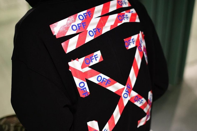 Off-White "Barricade Tape" Taipei Exclusive Collection Store Hoodie Clothing Jacket Shirt Jeans Virgil Abloh Sweatshirt For Sale Pricing Availability