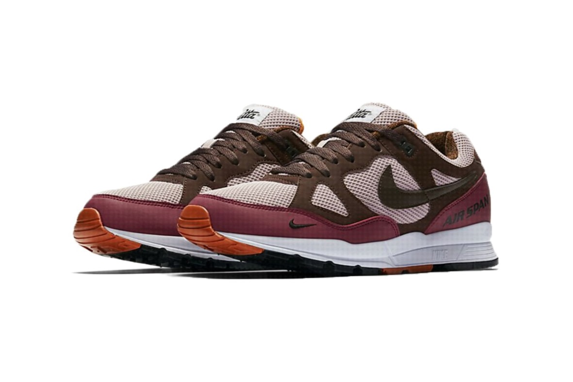 Patta x Nike Air Span II New Colorway Burgundy Beige Brown Colored Panels Release Details Information Collaboration Amsterdam Sneakers Trainers