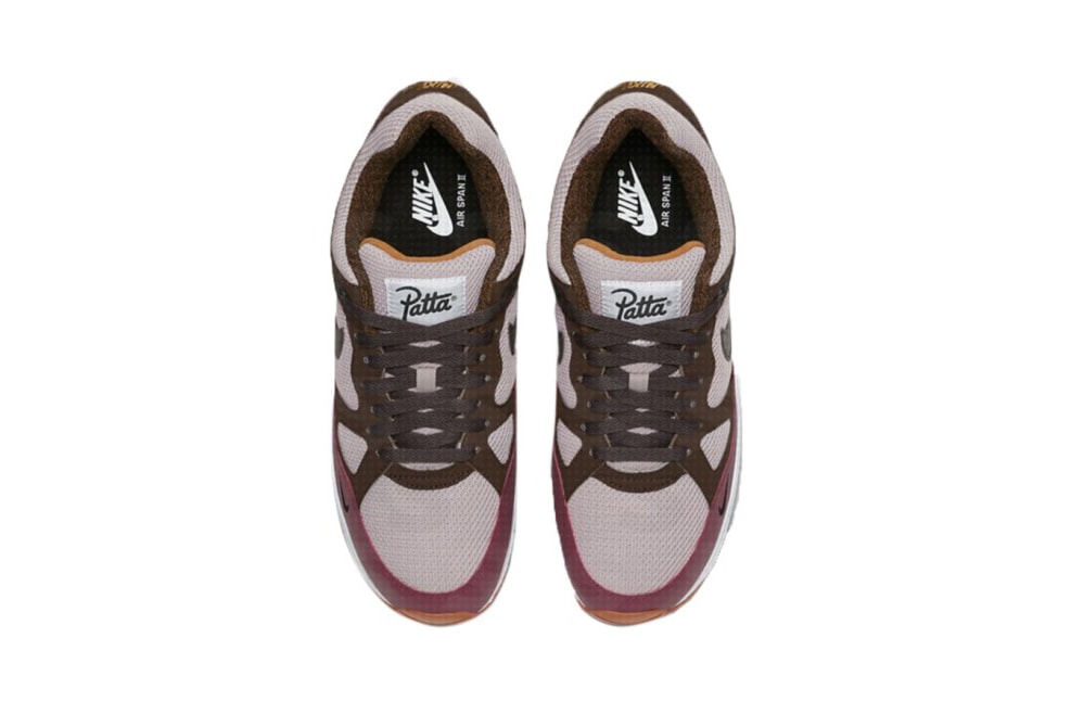 Patta x Nike Air Span II New Colorway Burgundy Beige Brown Colored Panels Release Details Information Collaboration Amsterdam Sneakers Trainers