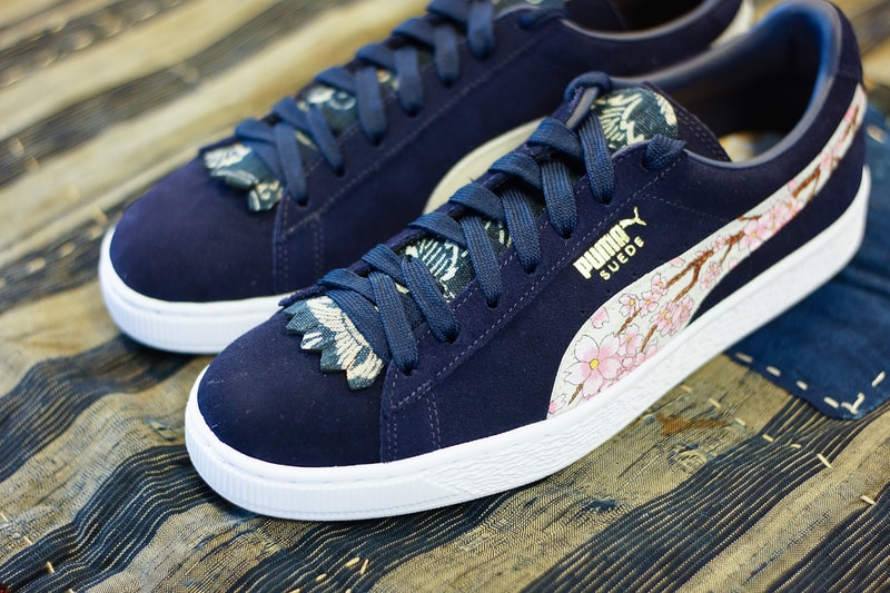 PUMA Suede Ukiyo-E Custom the flyinghawk studio simple union Sakura  Dairin-style Torii japan blue