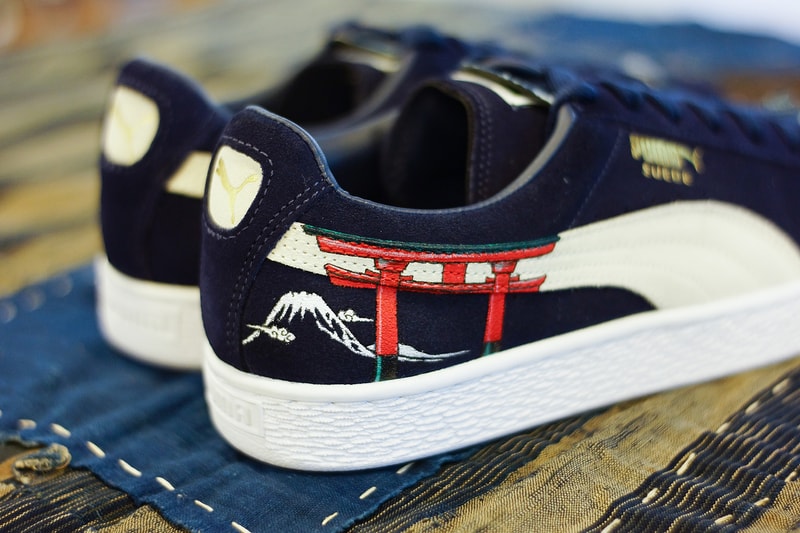 PUMA Suede Ukiyo-E Custom the flyinghawk studio simple union Sakura  Dairin-style Torii japan blue